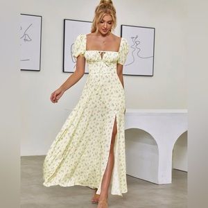 SHEIN milkmaid yellow floral dress